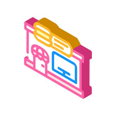 eatery binası izometrik ikon vektör çizimi