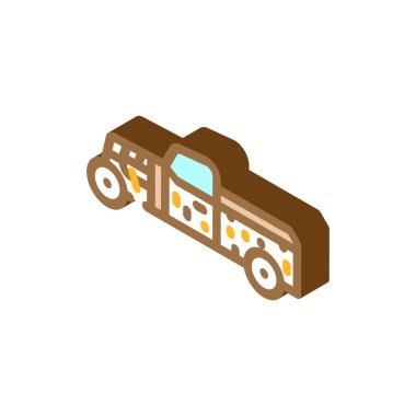 Rat rod araba izometrik ikon vektör çizimi