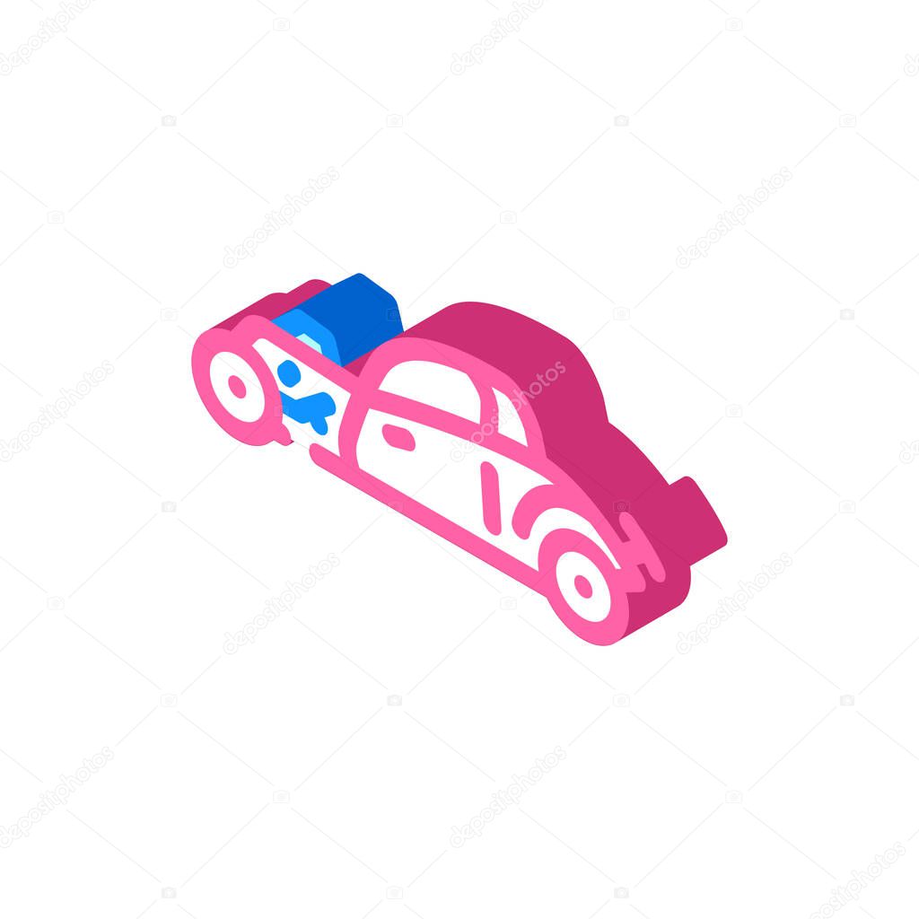hot rod car isometric icon vector illustration