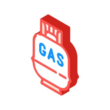 gaz silindiri izometrik ikon vektör çizimi