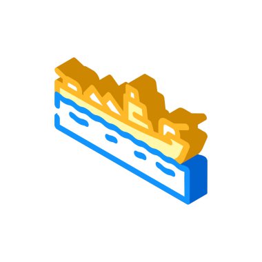 askeri gemi izometrik ikon vektör çizimi