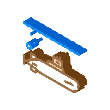 Denizaltı askeri izometrik ikon vektör çizimi