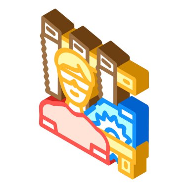marangoz işçisi izometrik ikon vektör çizimi