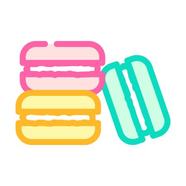 Makaron lezzetli tatlı rengi ikon vektör çizimi