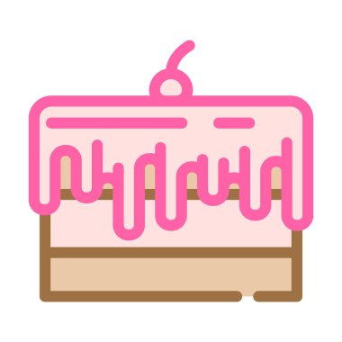 kiraz ve krem rengi vektör illüstrasyonlu kek pastası