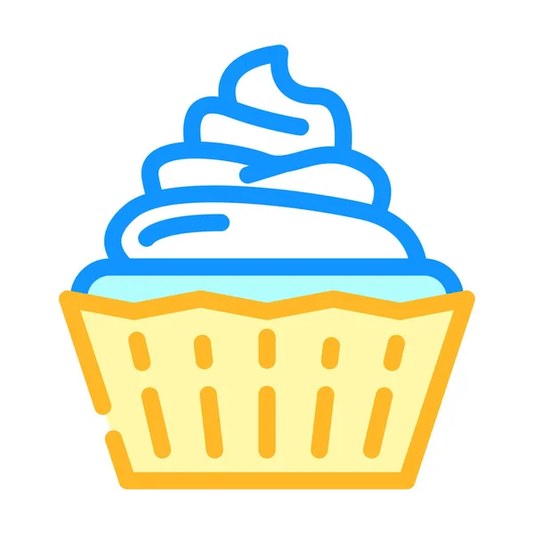 Cremoso cupcake cor ícone vetor ilustração —  Vetores de Stock
