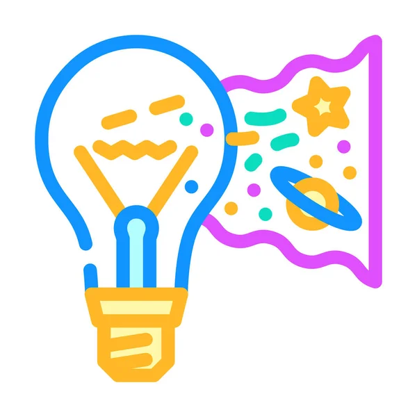 Imaginación bombilla color icono vector ilustración — Vector de stock