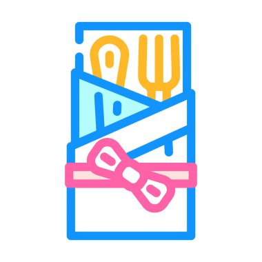 Çatal bıçak rengi ikon vektör çizimi için peçete