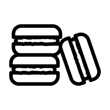 Makaron lezzetli tatlı çizgisi ikon vektör çizimi