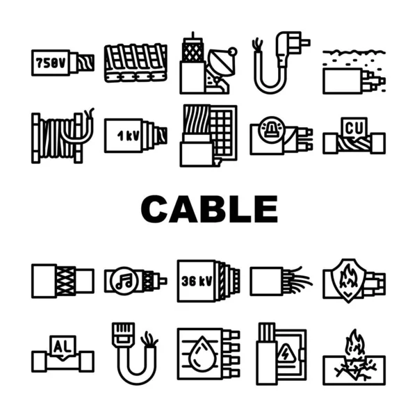 Kablo Elektrik Sistemi Simgeleri Vektörü Ayarla — Stok Vektör