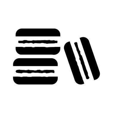 Makaron lezzetli tatlı kabartma ikon vektör çizimi