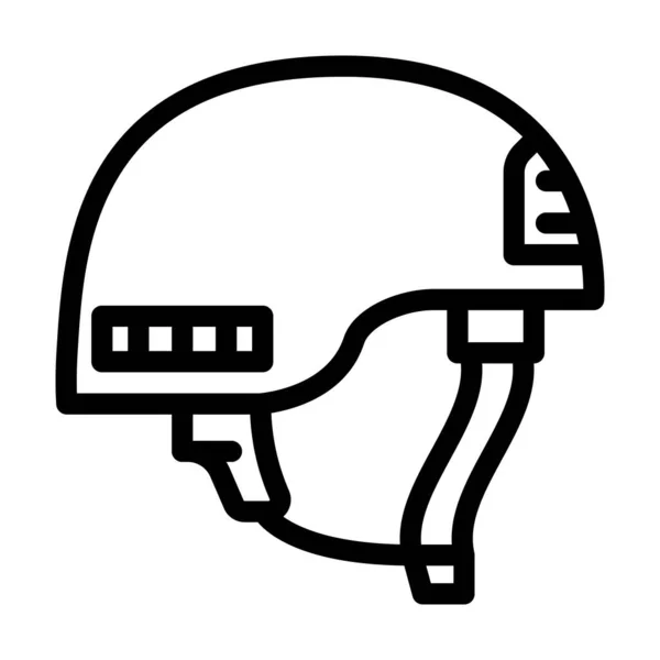 ヘルメット兵士ラインアイコンベクトルイラスト — ストックベクタ