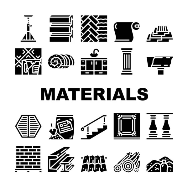 Οικοδομικά υλικά και προμήθειες εικονίδια Ορισμός διάνυσμα — Διανυσματικό Αρχείο