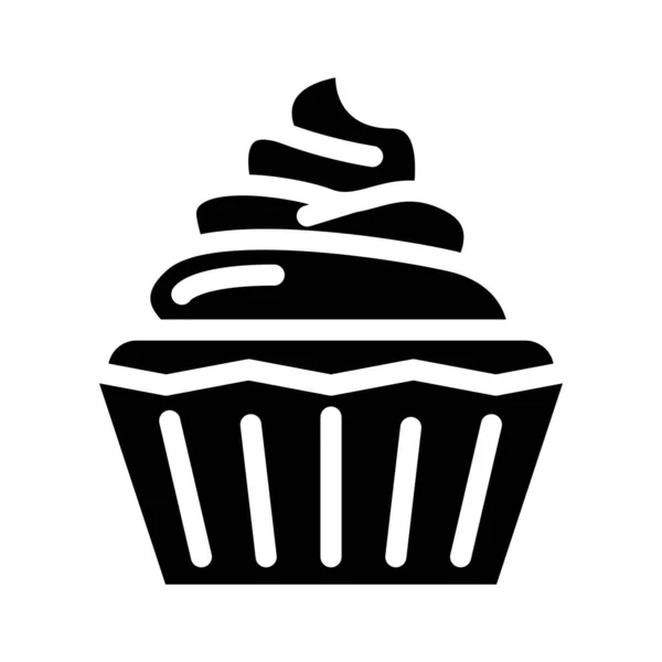 Cremoso glyph icona vettoriale illustrazione cupcake — Vettoriale Stock