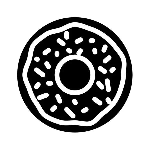 Ντόνατ γλυκό τροφίμων glyph εικόνα διάνυσμα εικονίδιο — Διανυσματικό Αρχείο