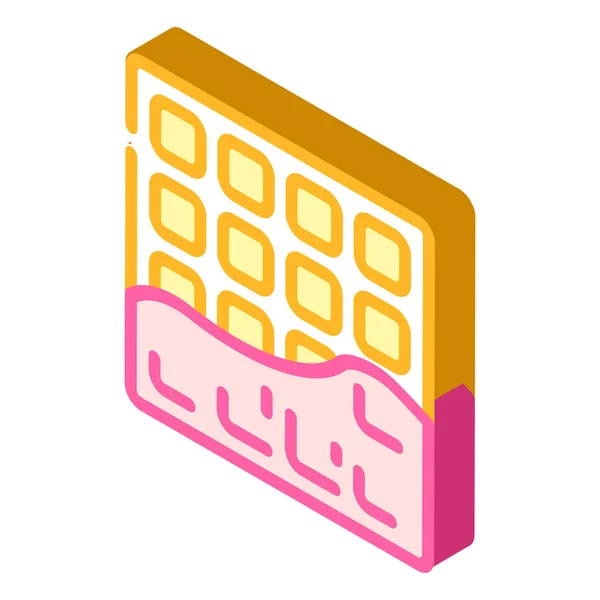 Waffle postre isométrico icono vector ilustración — Vector de stock