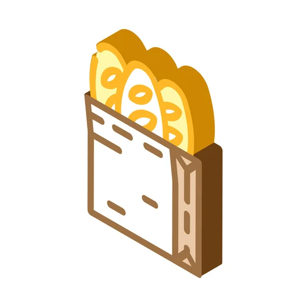 Baguette pão ícone isométrico vetor ilustração — Vetor de Stock