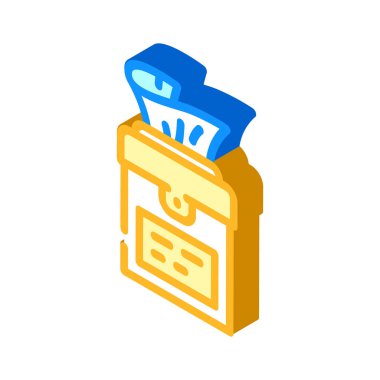 Peçetelerin izometrik ikon vektör çizimi kavanozu