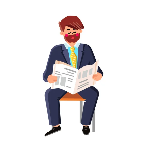 Business Newspaper Reading Businessman Vector – stockvektor