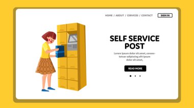 Self Service Posta Ekipmanı Kız İstemci Vektörünü Kullan