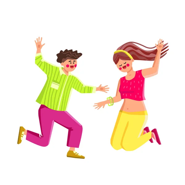 Jumping People Homme et femme ensemble vecteur — Image vectorielle