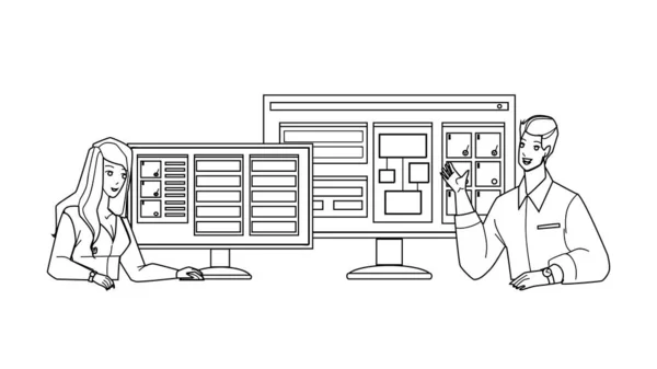 Projekt monitoring üzletág menedzserek Vector — Stock Vector