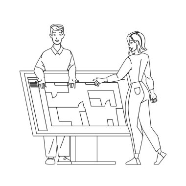 Taslak Projesi Genç Erkek ve Kadın Tasarımcılar Vektörü