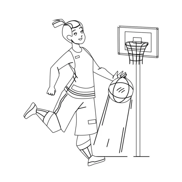 Basketbal speler spelen spel met bal vector — Stockvector