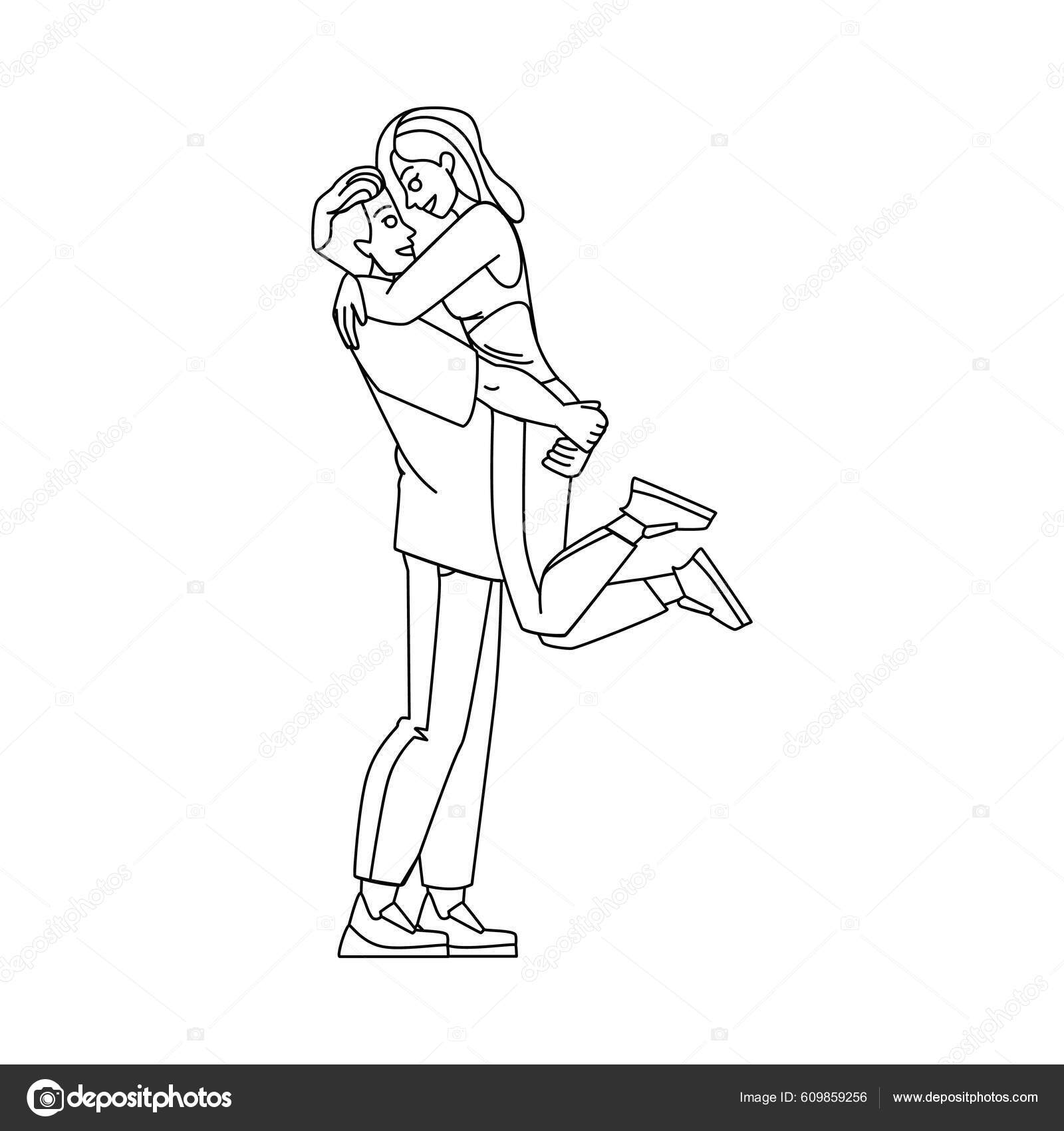 Couple Park Line Pencil Drawing Vector Happy Nature Woman Man Stock Vector  by ©2037519.gmail.com 609863740
