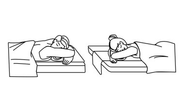 Spa çizgisi çizim vektörü. Sağlık tedavisi, lüks adam, masaj güzeli, genç kadın, terapi romantik çift spa karakteri. insanlar Çizimi