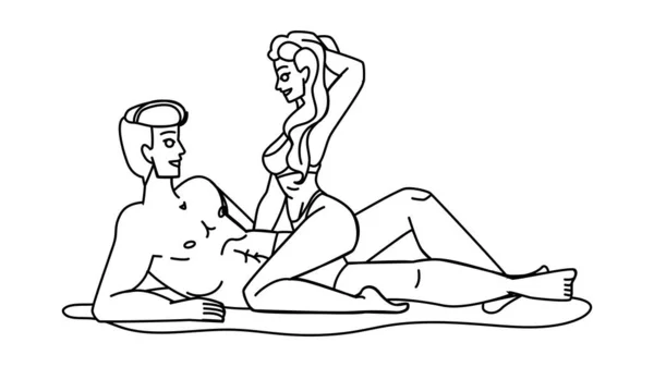 Ζευγάρι Σέξι Γραμμή Μολύβι Διάνυσμα Σχέδιο Γυναίκα Αγάπη Άντρας Ρομαντικός — Διανυσματικό Αρχείο