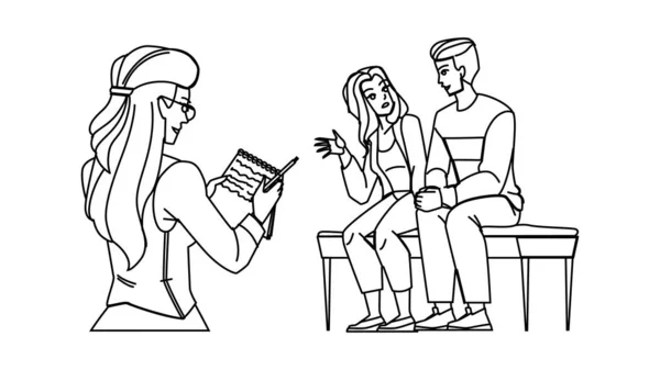 Cuplu Terapie Linie Creion Desen Vector Psiholog Familie Căsătorie Psihoterapie Ilustrație de stoc