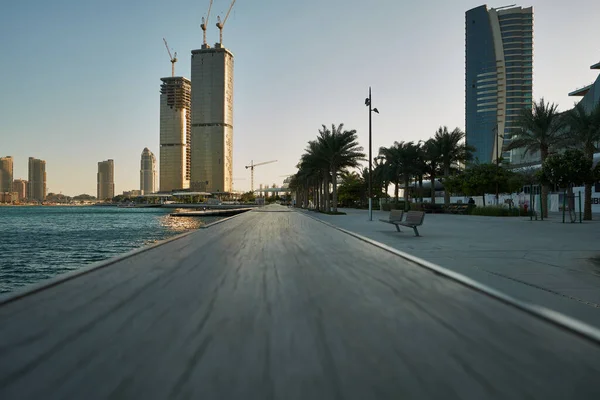 Lusail Şehrinde Lusail Corniche Marinada Gündüz Görüşünde Katar Gezinti Güvertesinde — Stok fotoğraf