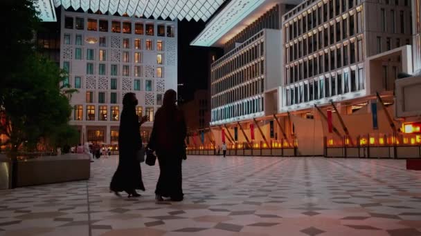 Msheireb Downtown Doha Katar Nachtaufnahme Zeigt Die Einzigartige Architektur Der — Stockvideo