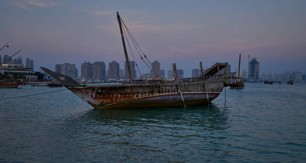 Katara Elfde Traditionele Dhow Festival Doha Qatar Zonsondergang Schot Tonen — Stockfoto