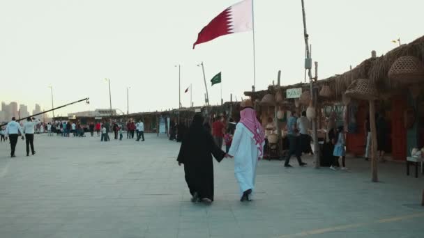 Katara Jedenáctý Tradiční Dhow Festival Kataru Odpoledne Přiblížení Záběru Ukazuje — Stock video