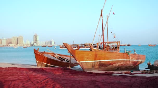 Katara Undécimo Festival Dhow Tradicional Doha Qatar Toma Luz Del — Vídeo de stock