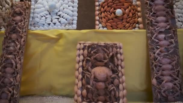 Hagyományos Kézzel Készített Arab Tengeri Kagyló Művészet Kézműves Közelkép Lövés — Stock videók