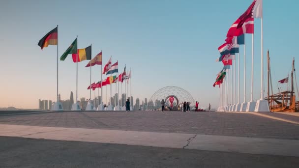 Fifa World Cup Qatar 2022 Official Countdown Clock Unveiled Sunday — Stockvideo