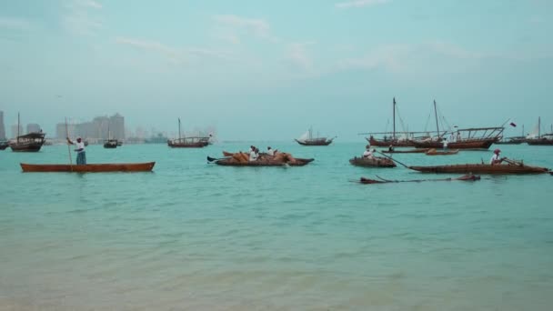 Катара Десятый Традиционный Фестиваль Дау Дохе Катар После Полудня Масштабирования — стоковое видео