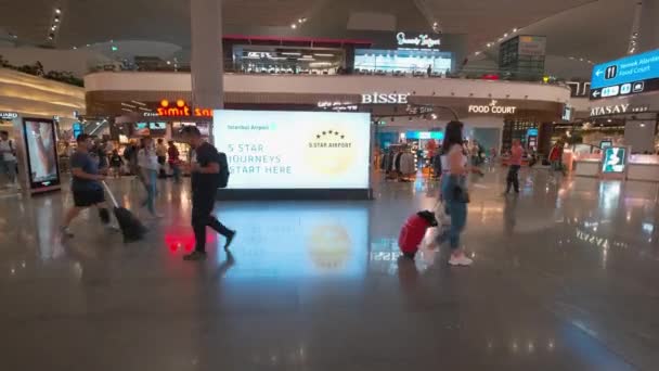 Istanbul Airport Istanbul Turkey Departure Halls Night Passengers Visiting Duty — Stok Video