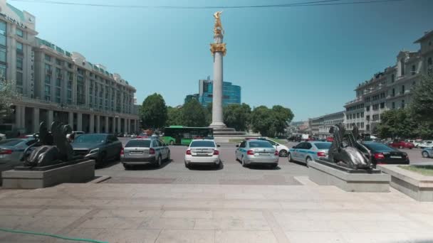 Freedom Square Liberty Square Located Center Tbilisi Georgia Daylight Shot — Stock video