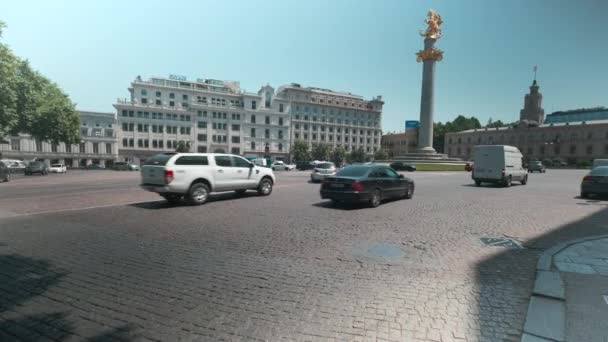 Freedom Square Liberty Square Located Center Tbilisi Georgia Daylight Shot — Stockvideo