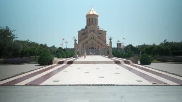 Свято Троицкий Собор Тбилиси Грузия Внешний Вид Дневного Света Показывающий — стоковое видео