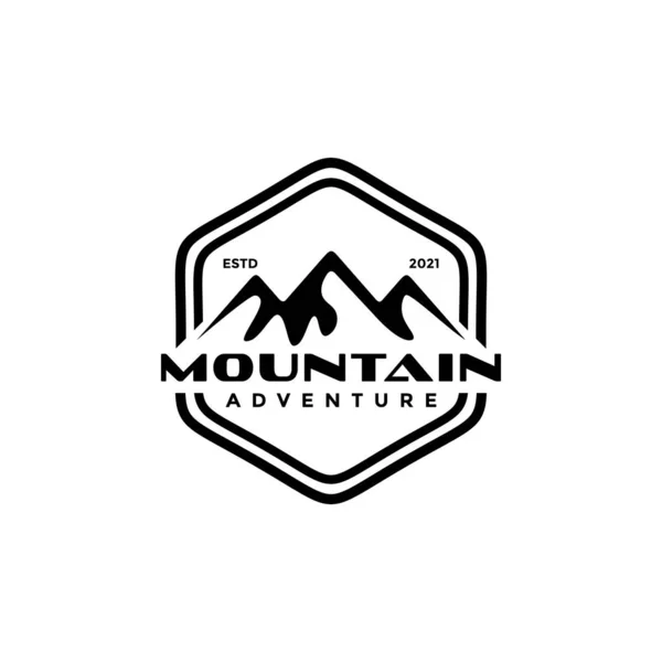 Conception Vectorielle Logo Vintage Mountain Peaks Concept Conception Logos Créatifs — Image vectorielle