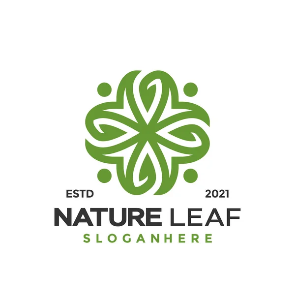 Natura Foglia Logo Creativo Icona Concetto Progettazione Vettoriale Modello — Vettoriale Stock