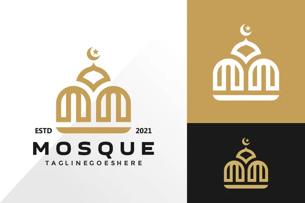 Logotipo Mezquita Islámica Lujo Concepto Vector Diseño Icono Para Plantilla — Vector de stock