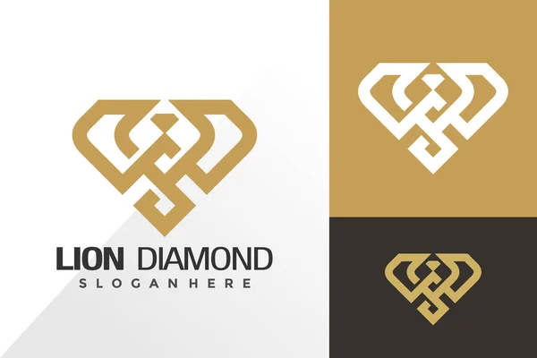 Lions Diamond Minimalist Logo Icon Design Vector Concept Template — Stock Vector