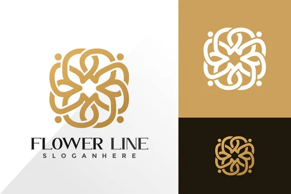 Logotipo Linha Flor Luxo Conceito Vetor Design Ícone Para Modelo —  Vetores de Stock