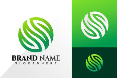 S Harfi Yeşil Yaprak Logo Tasarım Vektör Şablonu